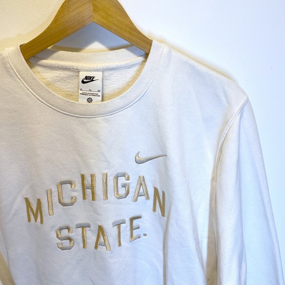 Nike On-field Sweatshirt Mens XL Cream Good Michigan State Embroidered Crewneck